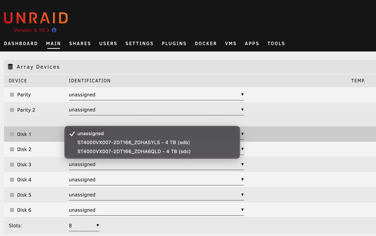 Create Unraid Disk 